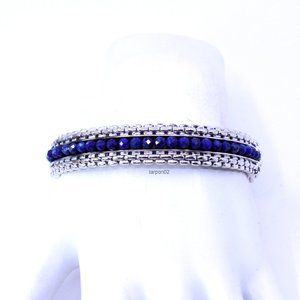 John HARDY JAI LAPIS 8.40ct Box Chain Sterling Silver Bangle Bracelet -AVG NIB